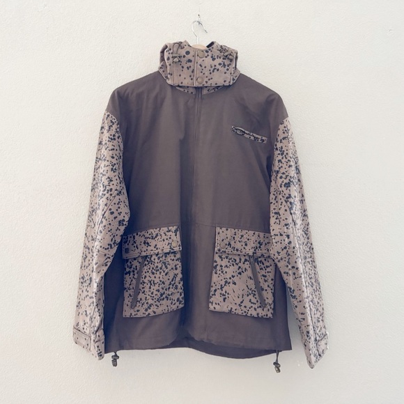 Loro Piana Storm System Jacket Mens Large Brown Cotton Leather Splatter Camo New - Picture 4 of 15